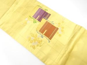 縅に梅・菊・楓模様織り出し　名古屋帯